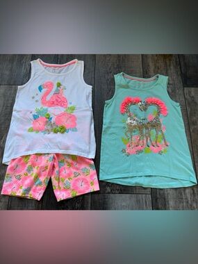 3-pc girl’s size 7/8 Tommy Bahama Shorts & 2 Coordinating Sequined Tanks Set